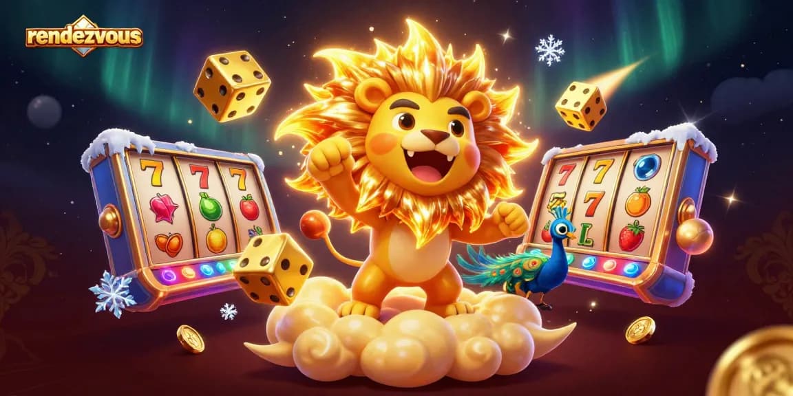 Mengguncang jackpot besar di rendezvous dengan simbol slot berwarna-warni dan singa cerah yang bersemangat.