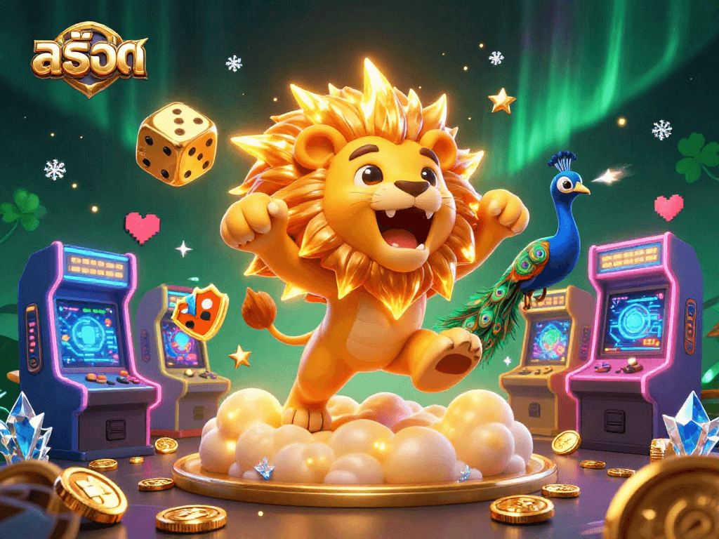 Experience the thrill of สล็อต with vibrant arcade games and exciting characters in a dynamic casino scene.