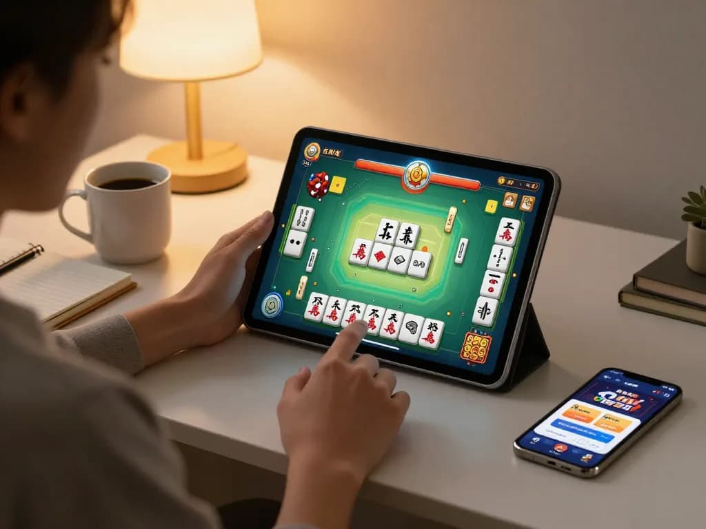 Engaging in Mahjong Ways on Tempo123 Gacor tablet, showcasing a winning strategy and responsible gaming.