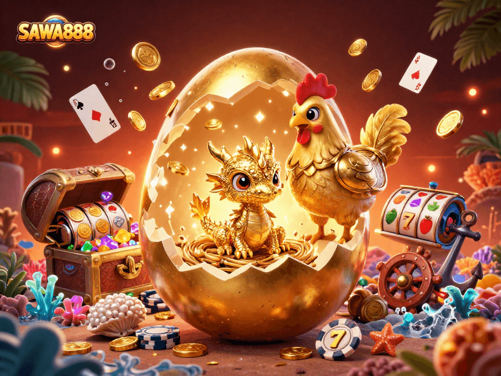 SAWA888 unlocks wins with golden dragon, chips, and slots in dynamic casino scene.