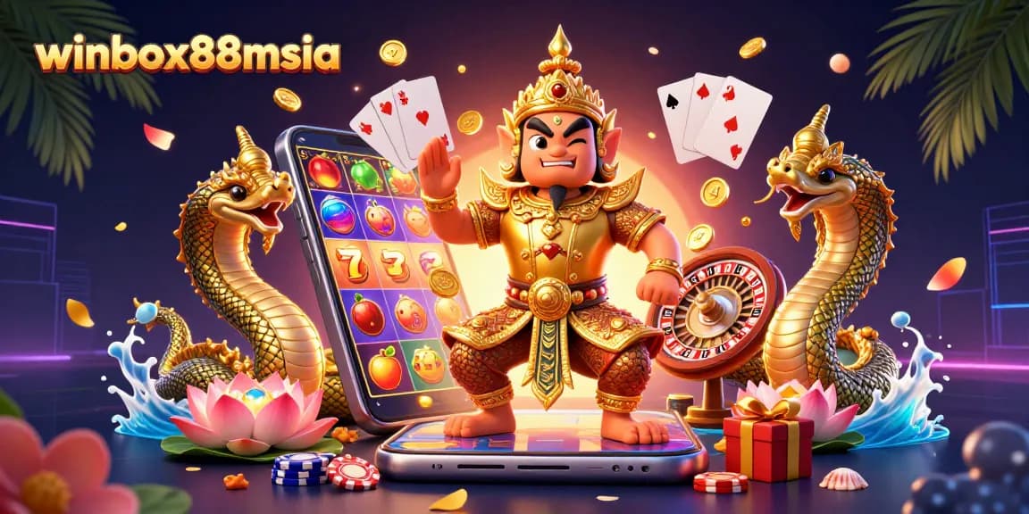 Experience thrilling gaming with winbox88msia through vibrant casino elements and dynamic characters.