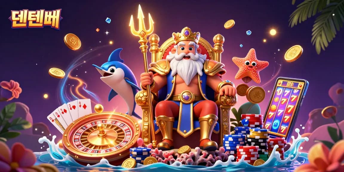Experience thrilling wins with 텐텐벳 in an enchanting casino scene featuring Neptune.
