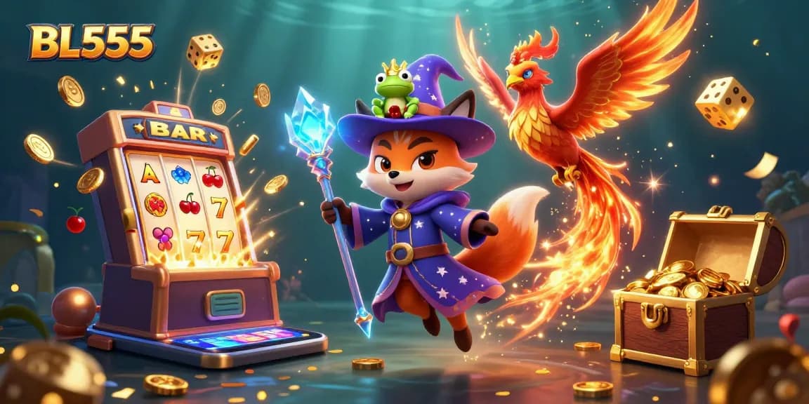Engage in thrilling gameplay at BL555's casino scene with vibrant characters and dynamic casino elements.