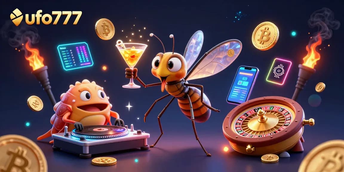 Engage with thrilling gameplay at ufo777 featuring vibrant casino characters and cryptocurrency elements.