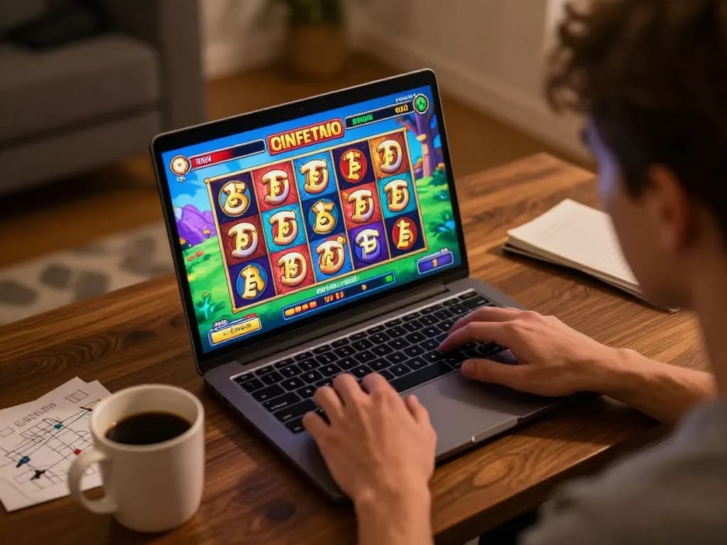 Engaging online gaming experience at 32win with a player enjoying slot games and strategy.