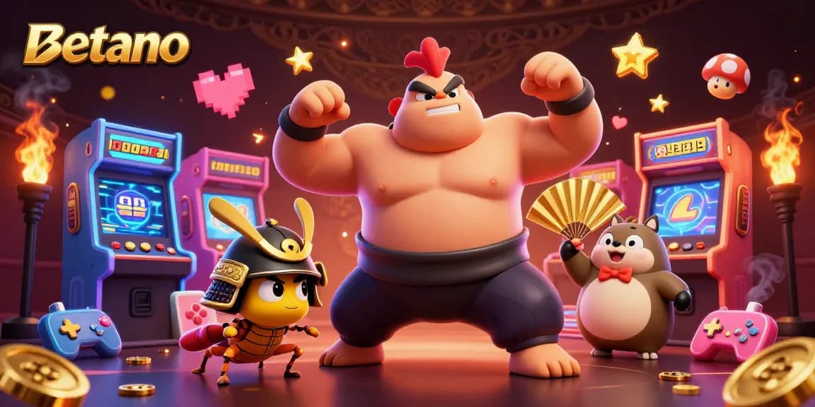 Experience Betano's vibrant casino atmosphere with epic characters and gaming excitement.