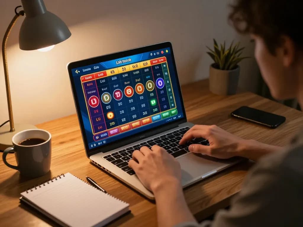 Lô đề online betting action with a player placing strategic bets on a laptop in a cozy setting.