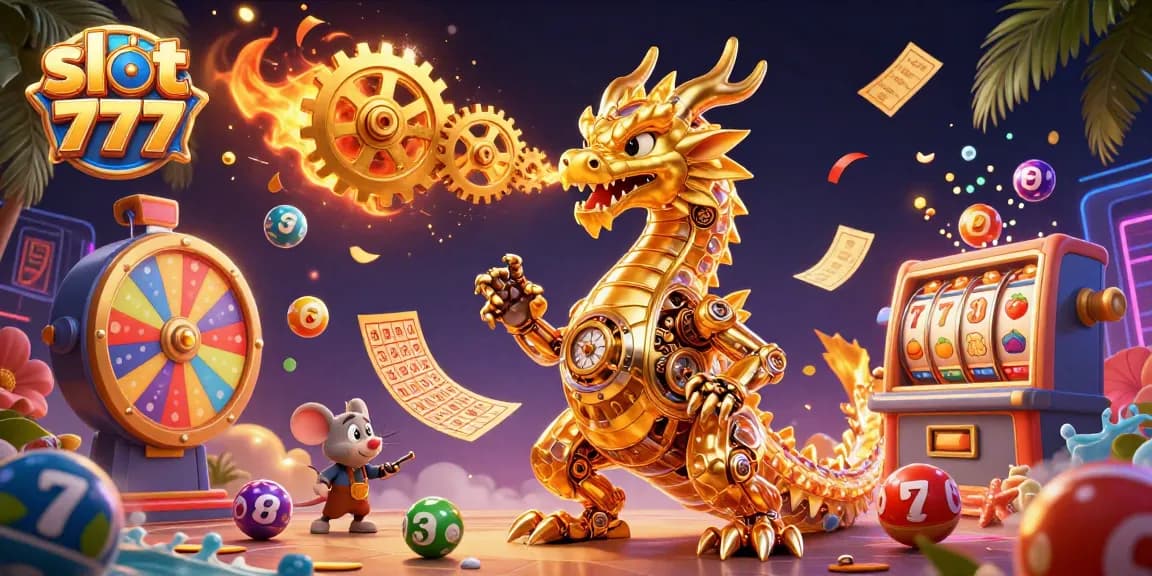 Spin winning reels with slot 777 as a golden dragon unleashes vibrant casino energy for players.