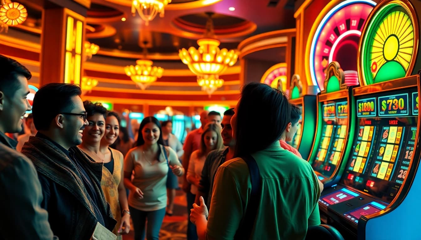 Experience the thrill of slot gacor action in a vibrant casino atmosphere with diverse players.