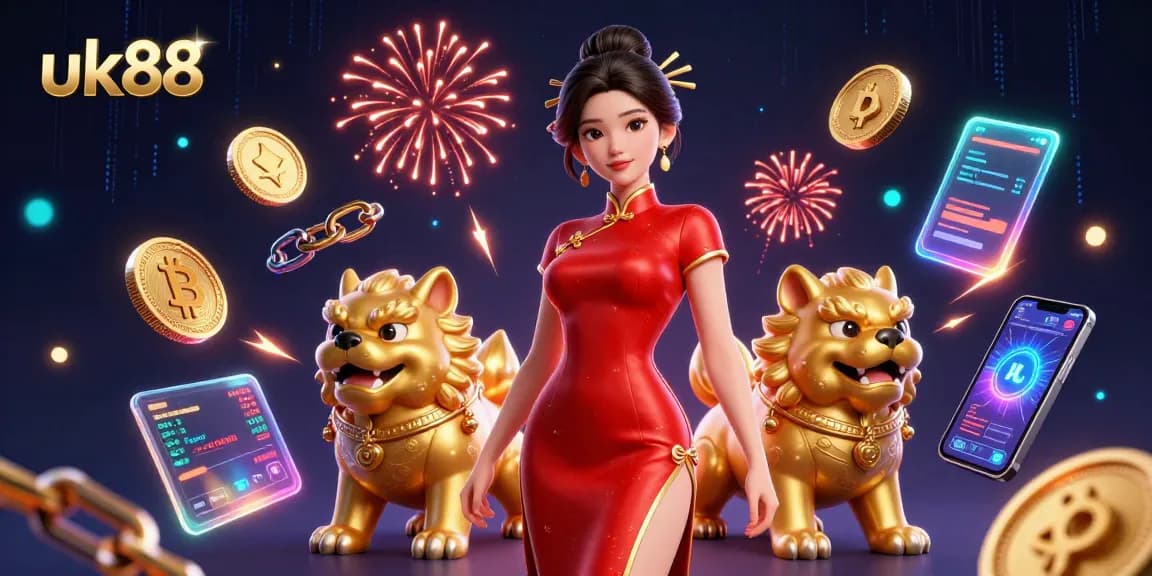 Join the excitement at uk88 with a glamorous 3D scene showcasing a cultural casino experience.