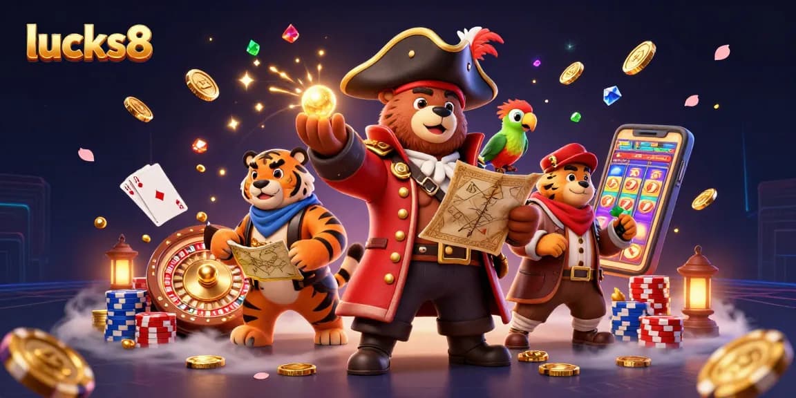 Experience thrilling casino action at lucks8 with a dynamic pirate scene featuring treasure maps and jackpots.