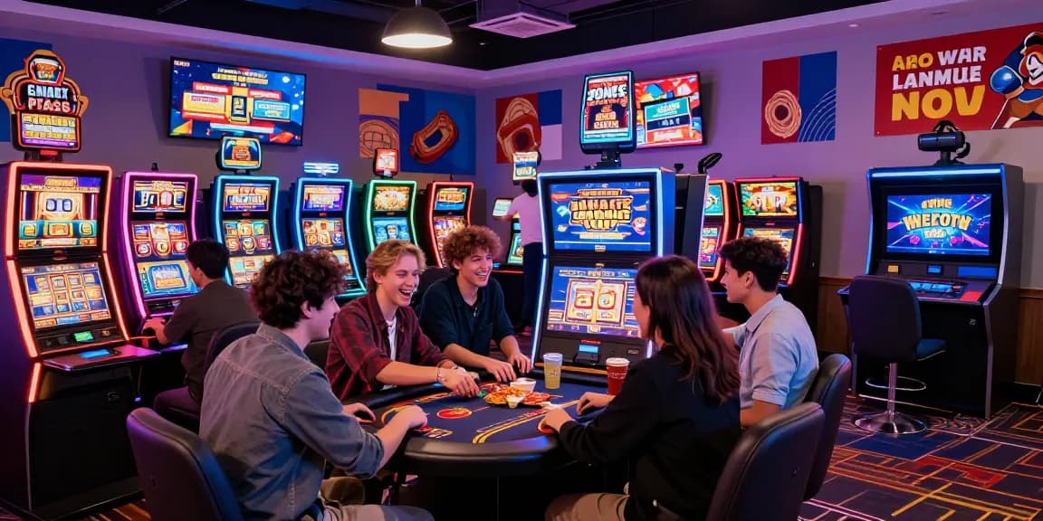 Players enjoying new online slot sites in vibrant casino atmosphere with neon lights in 2026.