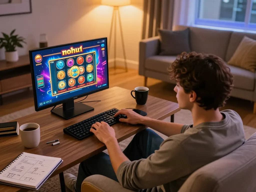 Engaging mobile gaming experience on nohu1 app with cozy home atmosphere
