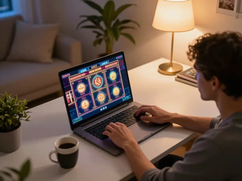 Pemain DASI4D menikmati slot RTP tinggi di laptop dalam lingkungan permainan yang nyaman.