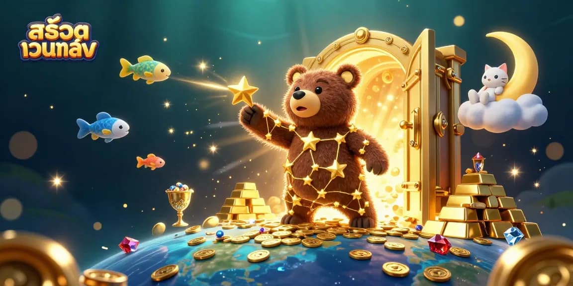 Play สล็อตเว็บตรง with the constellation bear, gold coins, and glittering treasures.
