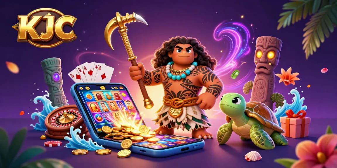 KJC gamblers experience thrill with Polynesian characters in a vibrant casino adventure.