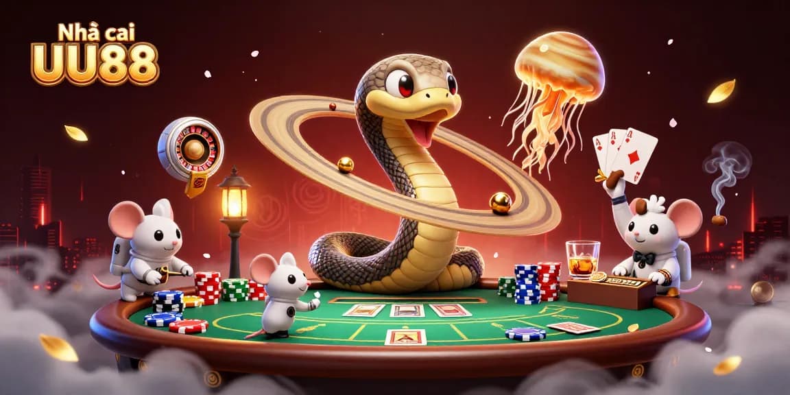 Place bets at Nhà cái UU88 in this vibrant 3D casino illustration featuring an engaging cosmic theme.