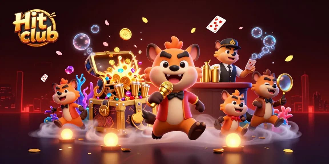 Experience the excitement of gaming at Hitclub with lively hyenas in a vibrant comedy casino.