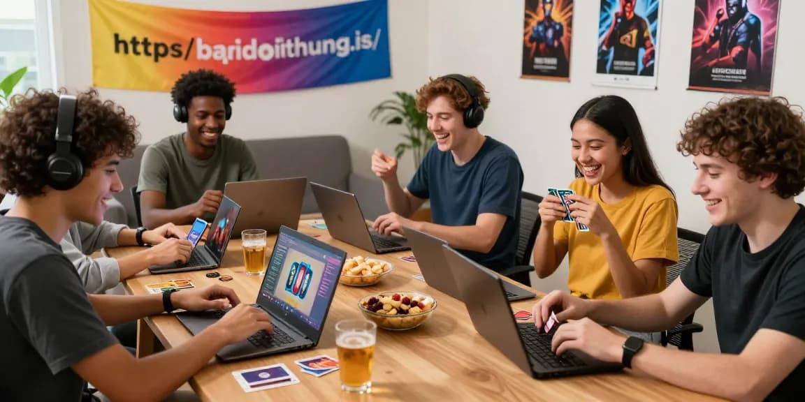 Engaged players enjoying online card games at https://gamebaidoithuong.is/ in a vibrant gaming atmosphere.