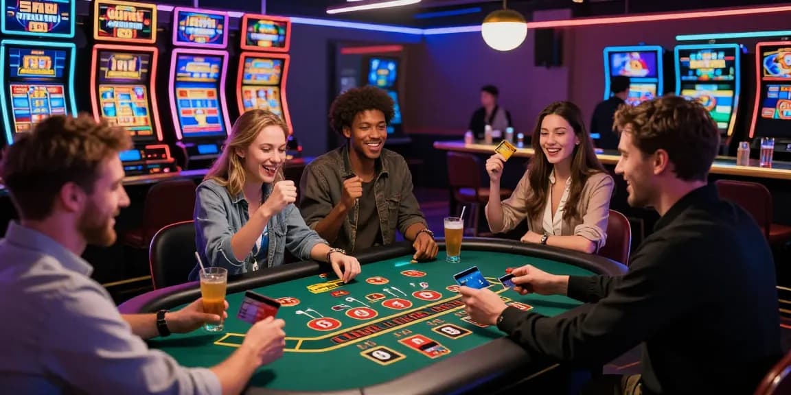 Vibrant scene showcasing players enjoying credit card casinos UK with engaging games and dynamic atmosphere.