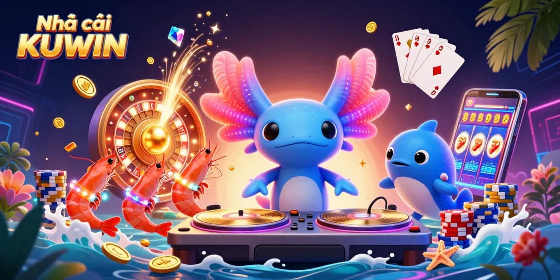 Engage with Nhà cái KUWIN in a vibrant underwater casino scene featuring animated characters and dynamic game elements.