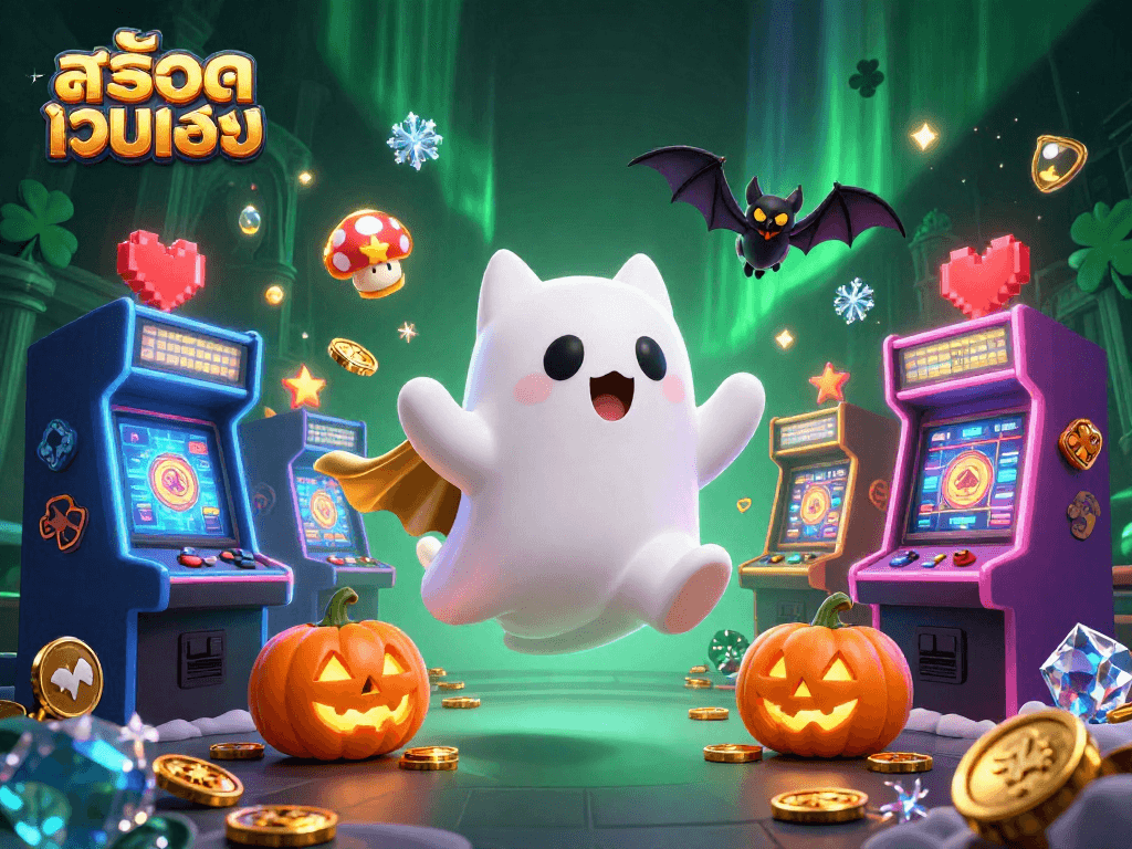 Experience the excitement of สล็อตเว็บตรง with engaging characters and vibrant casino elements in this 3D illustration.