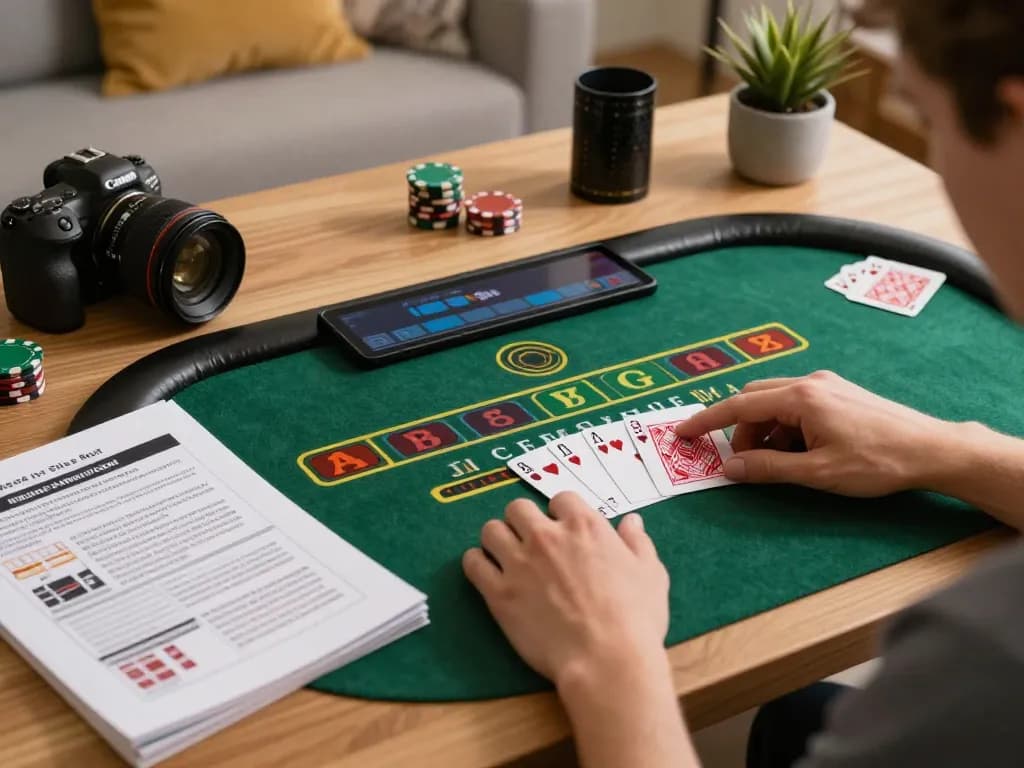 Engaging in responsible blackjack gameplay on megaplus88 with a focus on strategic betting and home comfort.