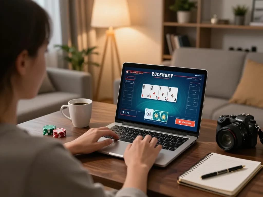 Engaging online poker gameplay at home with kkwin's dynamic interface and cozy setting.