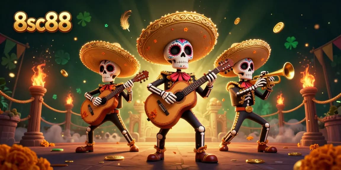 Experience exciting gaming at 8sc88 with vibrant casino action featuring a lively mariachi band.