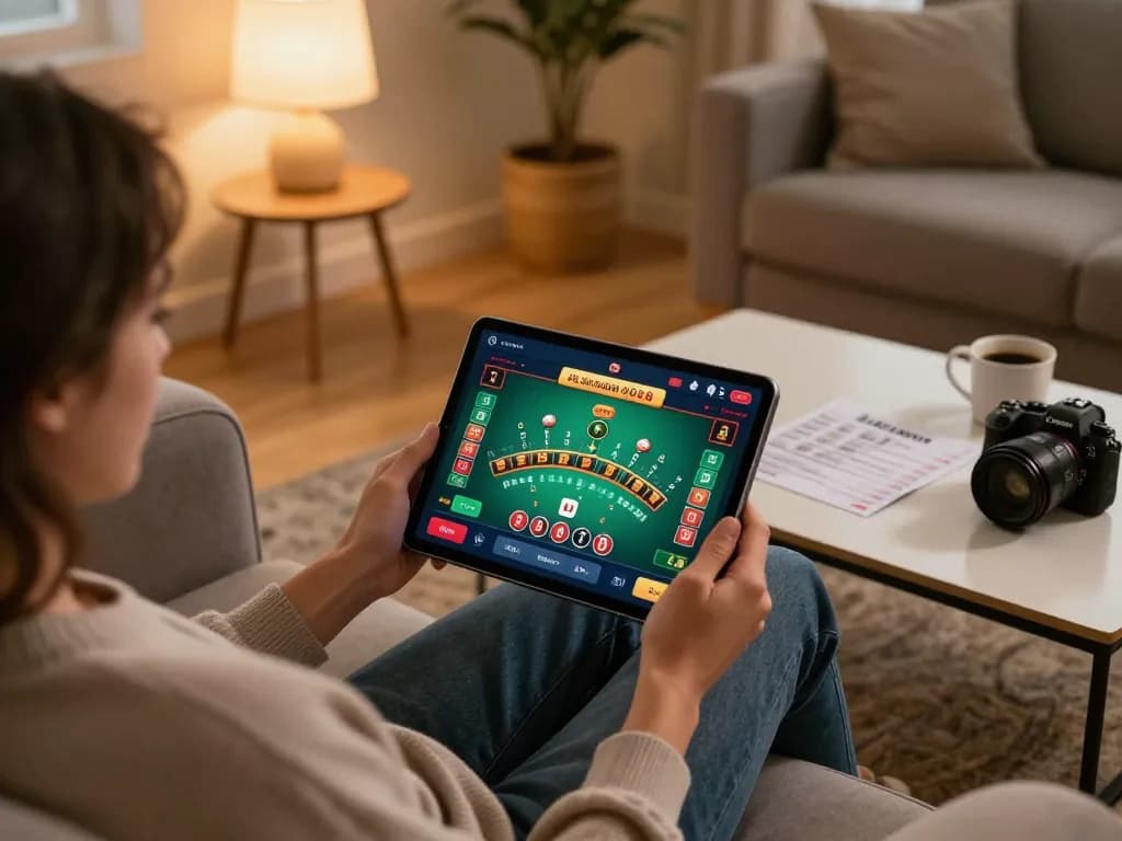 Person playing blackjack on a tablet while exploring incakoin gaming strategies
