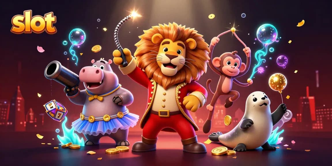 Experience exciting slot wins in this vibrant 3D casino scene with colorful characters and dynamic elements.