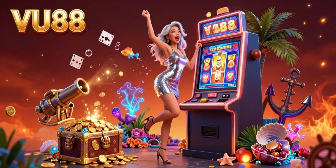 Spin and win at VU88's vibrant casino experience featuring a stunning jackpot scene.