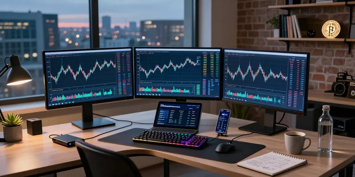 online casinos in Canada and cryptocurrency trading setups with wallets and charts