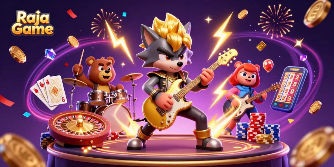 Join the action on Raja Game with colorful casino elements, vibrant characters, and dynamic visuals.