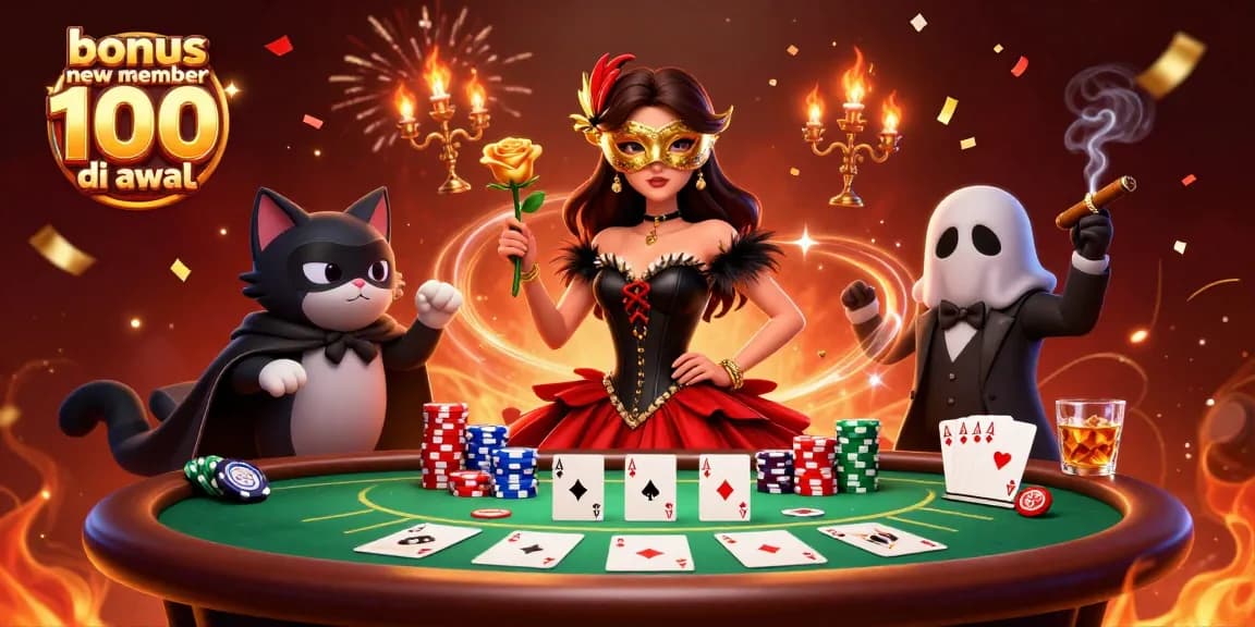 Engage with bonus new member 100 di awal through an exciting casino scene filled with dynamic game elements.