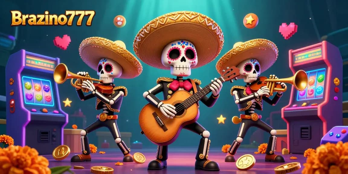 Brazino777 offers thrilling gaming action with a colorful mariachi band animation in a dynamic casino scene.