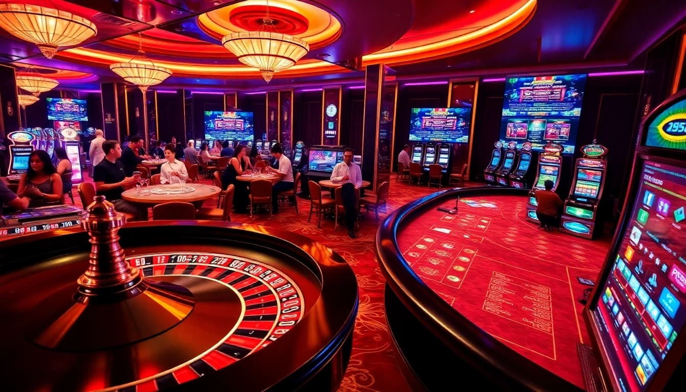 Engage in thrilling casino games at https://bl555.support with players at poker tables and vibrant slot machines.