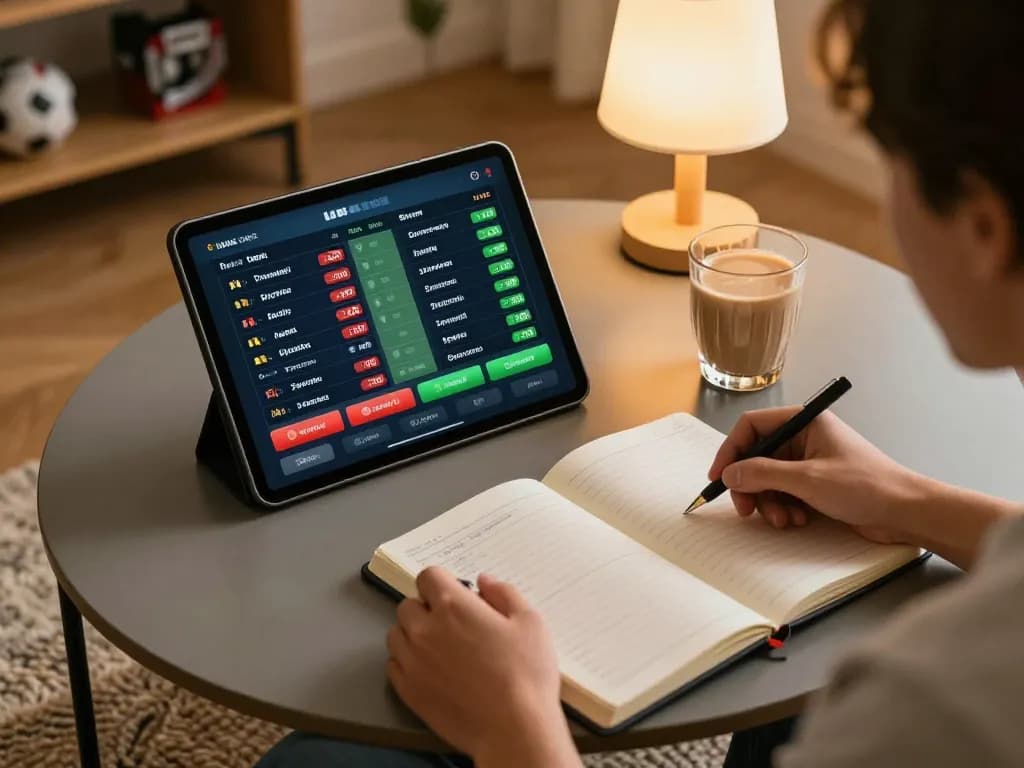 Betting on 98win sports at home with tablet displaying live odds and strategies