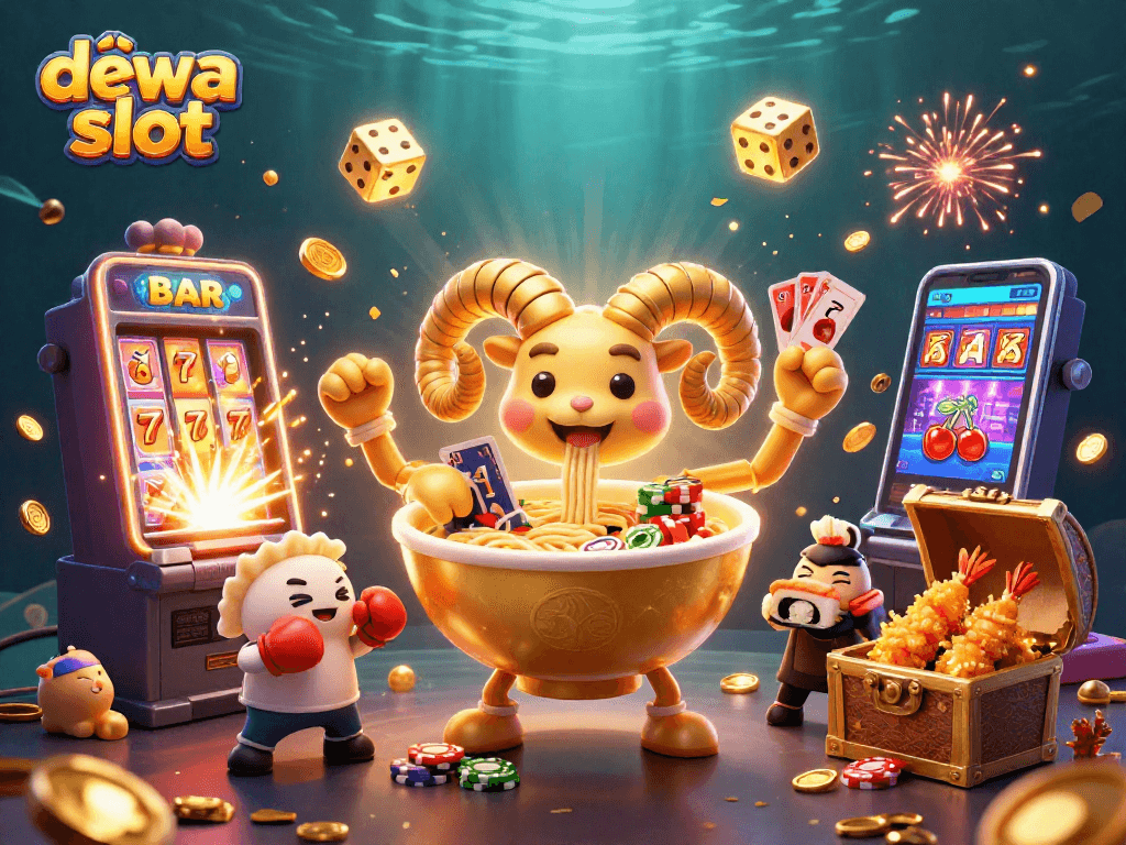 Experience the thrill of dewa slot with vivid characters and a dynamic casino scene full of excitement.