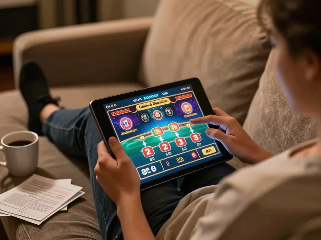 open888 offers an engaging online casino experience with a user on a tablet in a cozy setting
