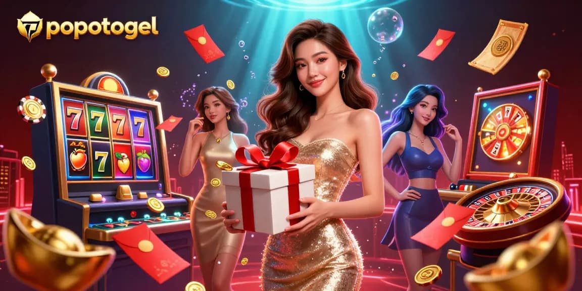 Play exciting games at popotogel with dynamic casino symbols and festive elements energizing the scene.