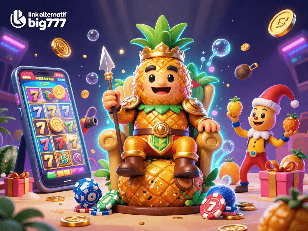 Join the fun with link alternatif big777 as the vibrant pineapple king leads the casino adventure!