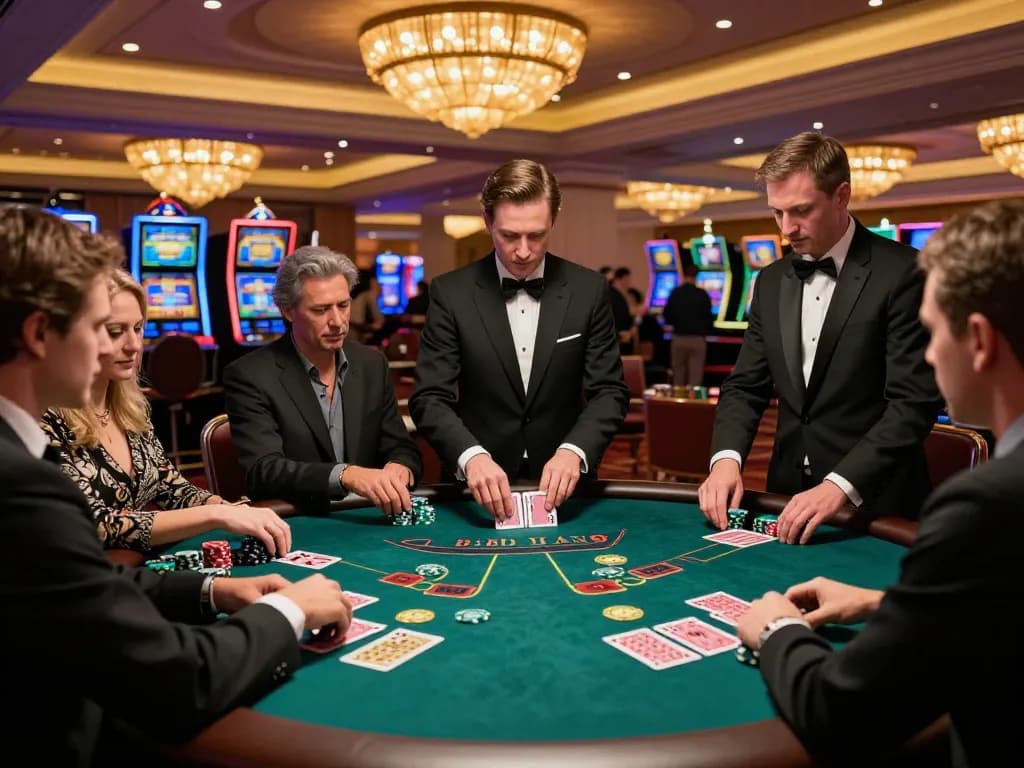 Players enjoy a thrilling game of blackjack at 888newcasino, showcasing excitement and strategy.