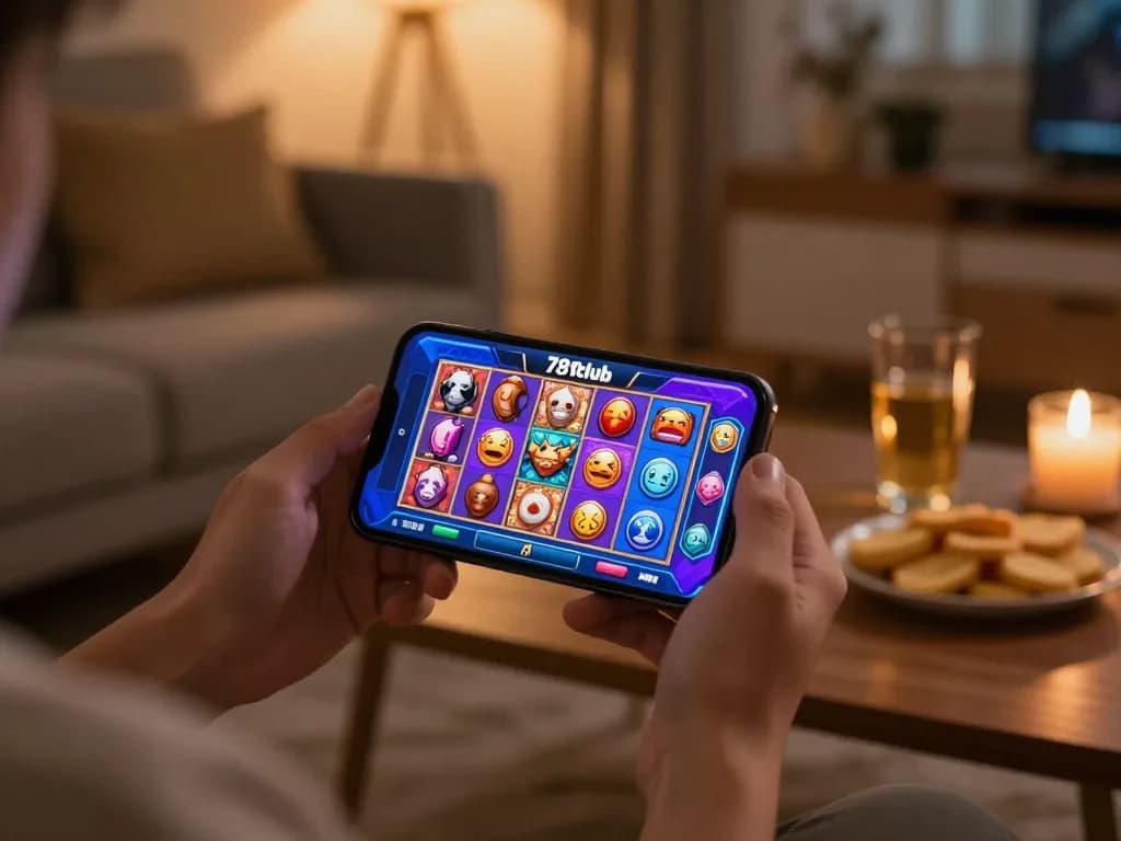 Player enjoying the vibrant slot game experience on the 789club app from a cozy home setting