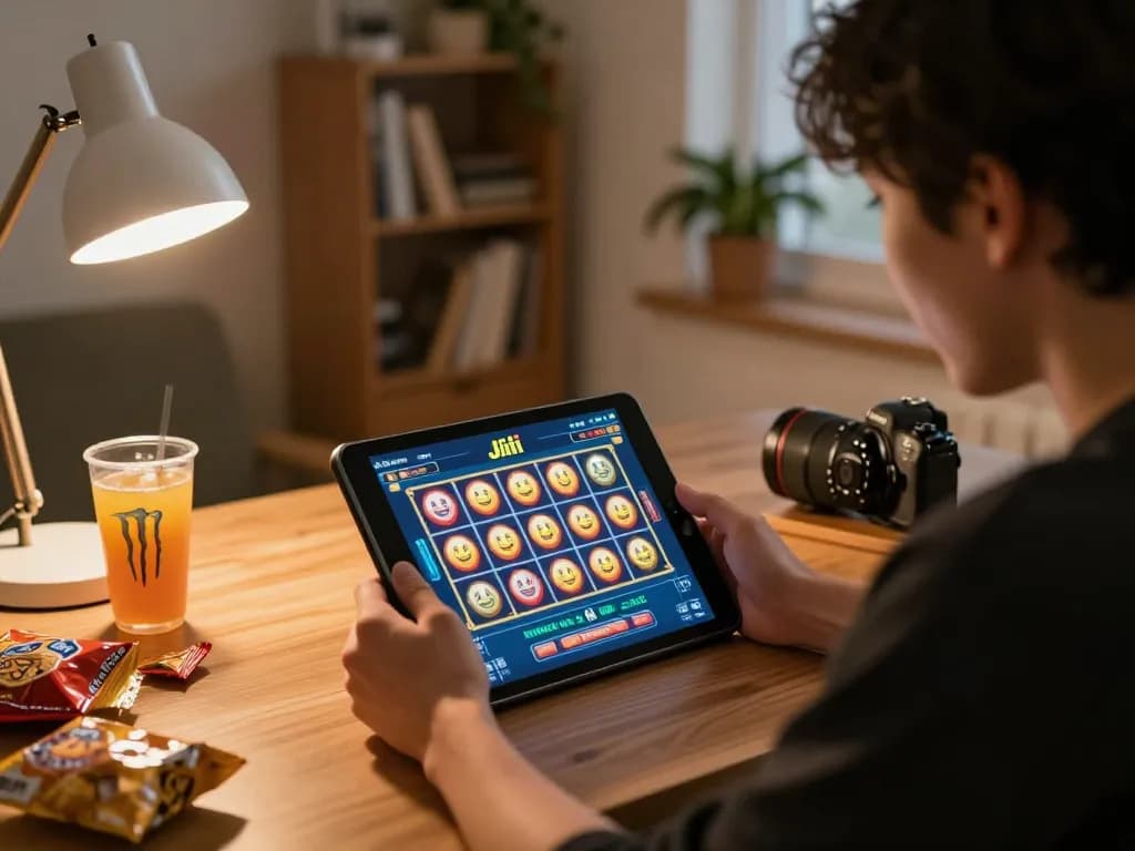 Player cheering for a big win while enjoying jili slot games on a tablet at home.