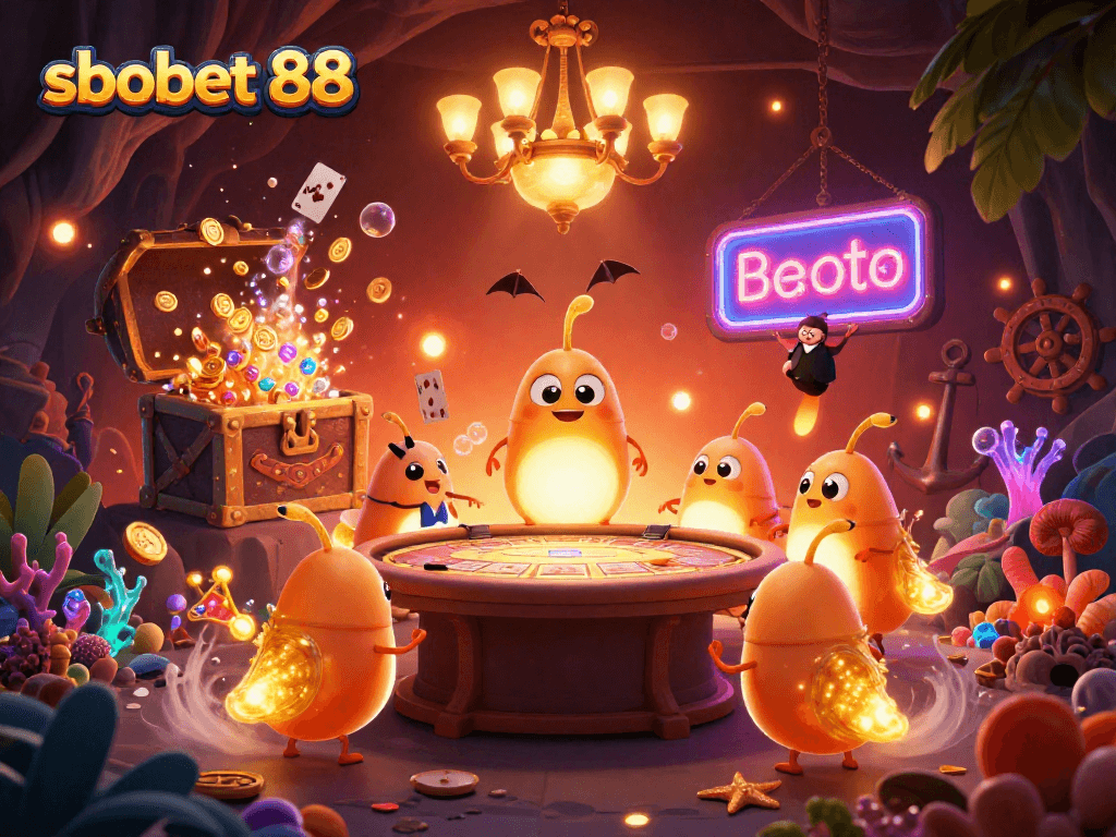 Experience sbobet 88 action in a vibrant cave casino bathed in golden light and treasure
