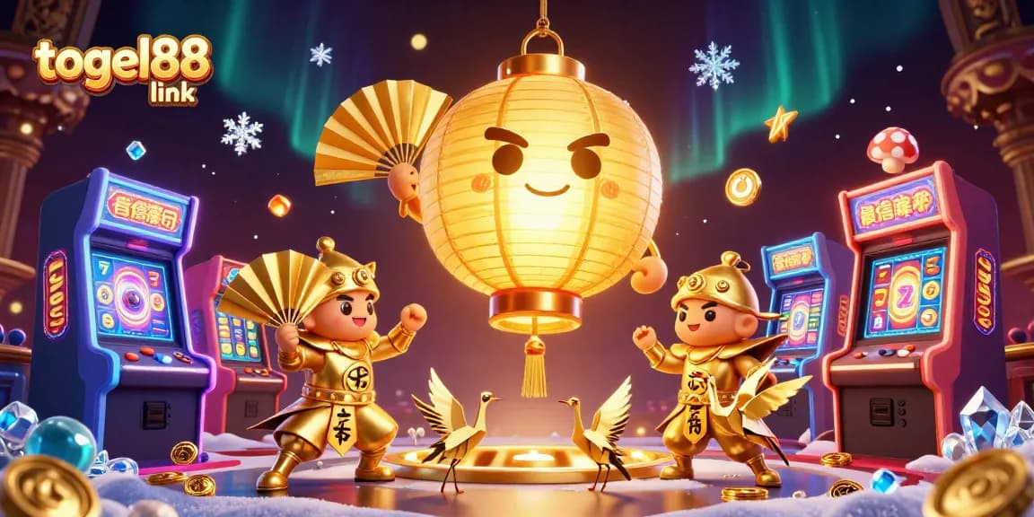 Engage with togel88 link: vibrant casino scene highlighting golden lantern spirit and lucky symbols.