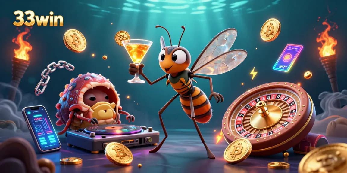 Engage in thrilling games at 33win with fossil-themed casino characters and crypto elements.