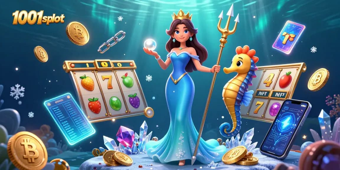 Spin the reels of 1001slot surrounded by treasure and a dazzling sea princess.
