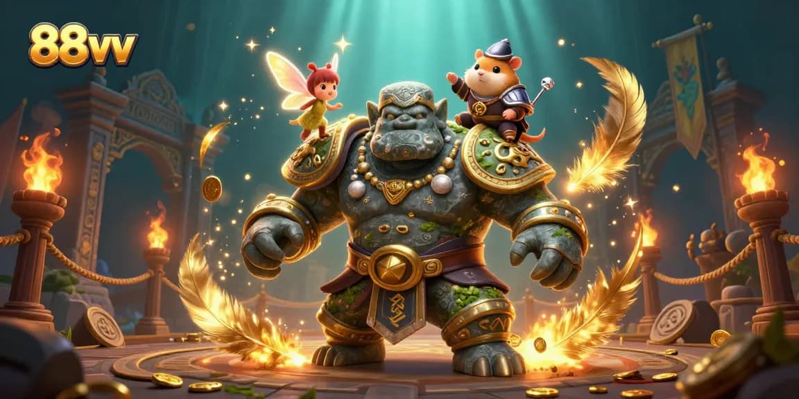 Engage with thrilling gameplay at 88vv, featuring a lively scene of animated characters in a casino setting.